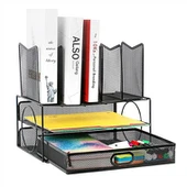 दराज के साथ मेटल डेस्क आयोजक